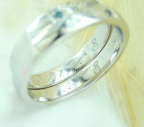 世界に一つだけの結婚指輪 kazariyaYui　福島県郡山市 イニシャル　ハート　七夕