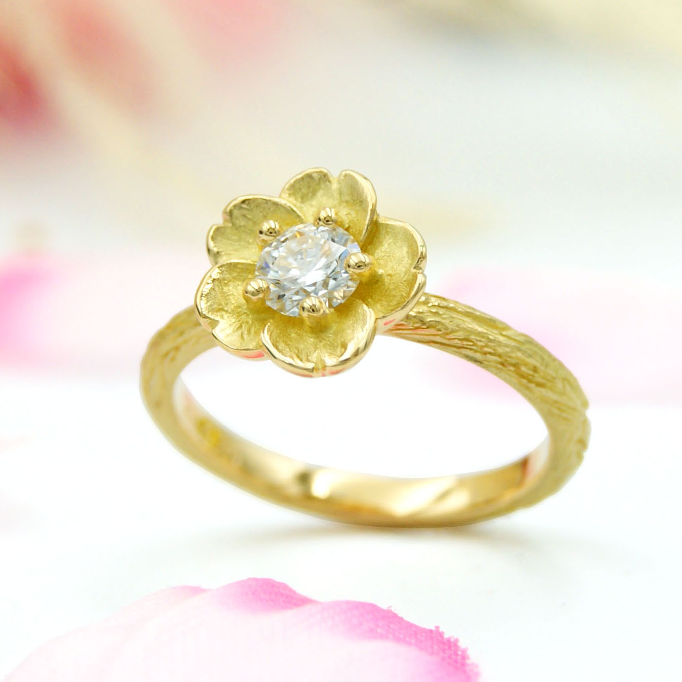 彼氏さんが手作りした「桜」の婚約指輪/福島県郡山市