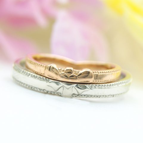 ふたつ合わせてリボンデザインの結婚指輪/福島県郡山市