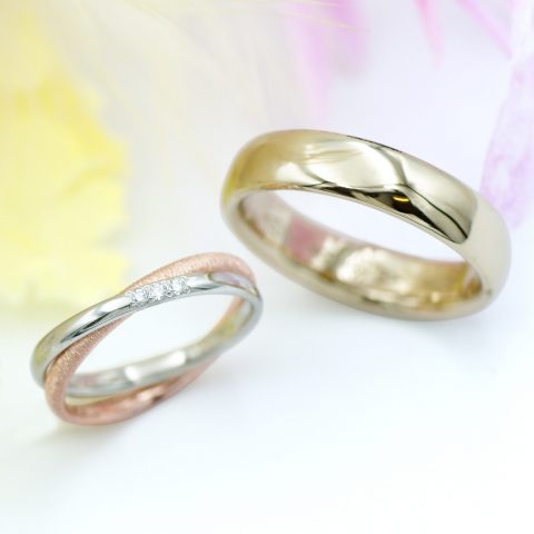 シャンパンゴールドと2連リングの結婚指輪/kazariyaYui福島県郡山市
