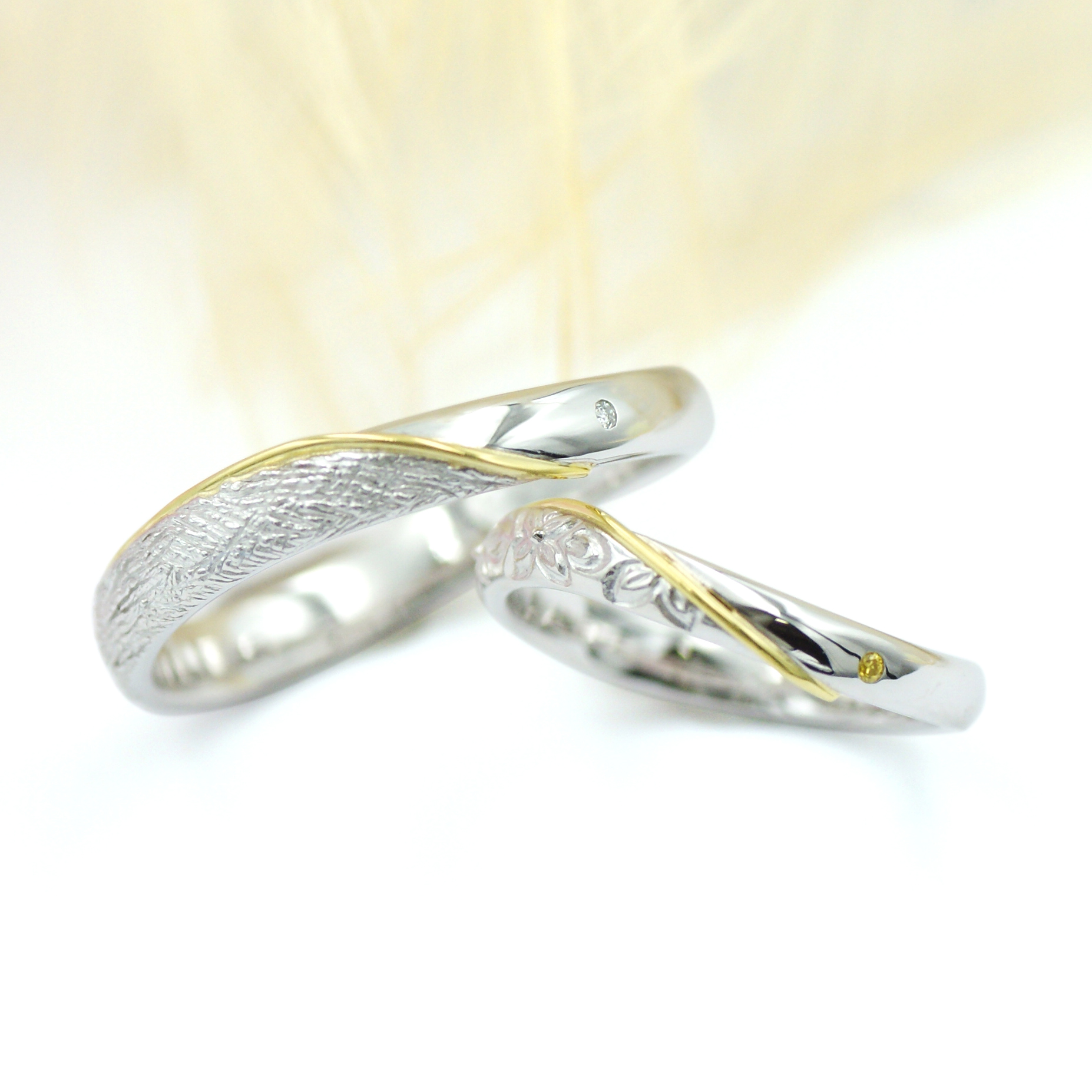 手作りの結婚指輪～北欧風装飾とプルメリアの模様～/kazariyaYui福島県郡山市