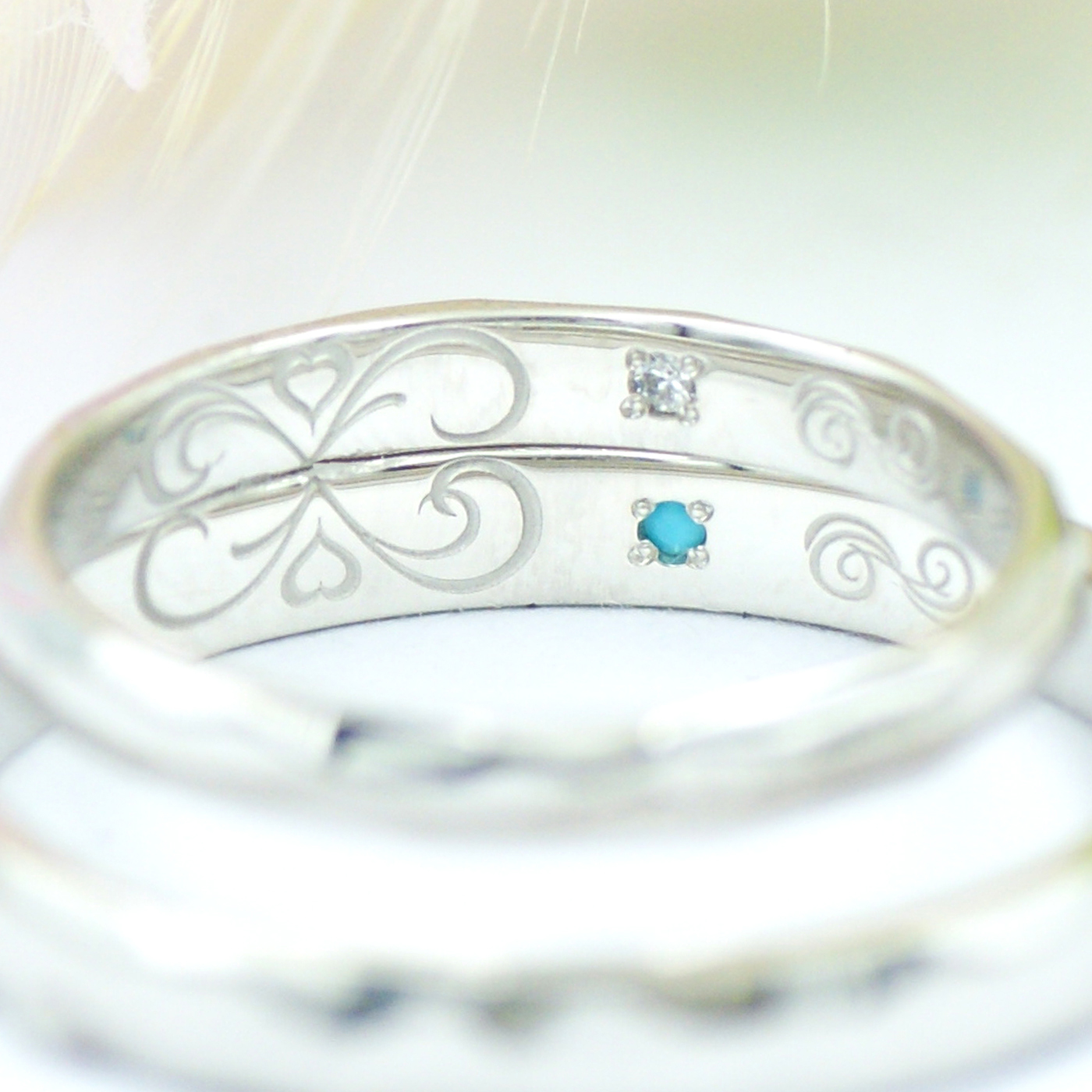 結婚指輪の内側にはふたりのイニシャルをデザイン/kazariyaYui福島県郡山市