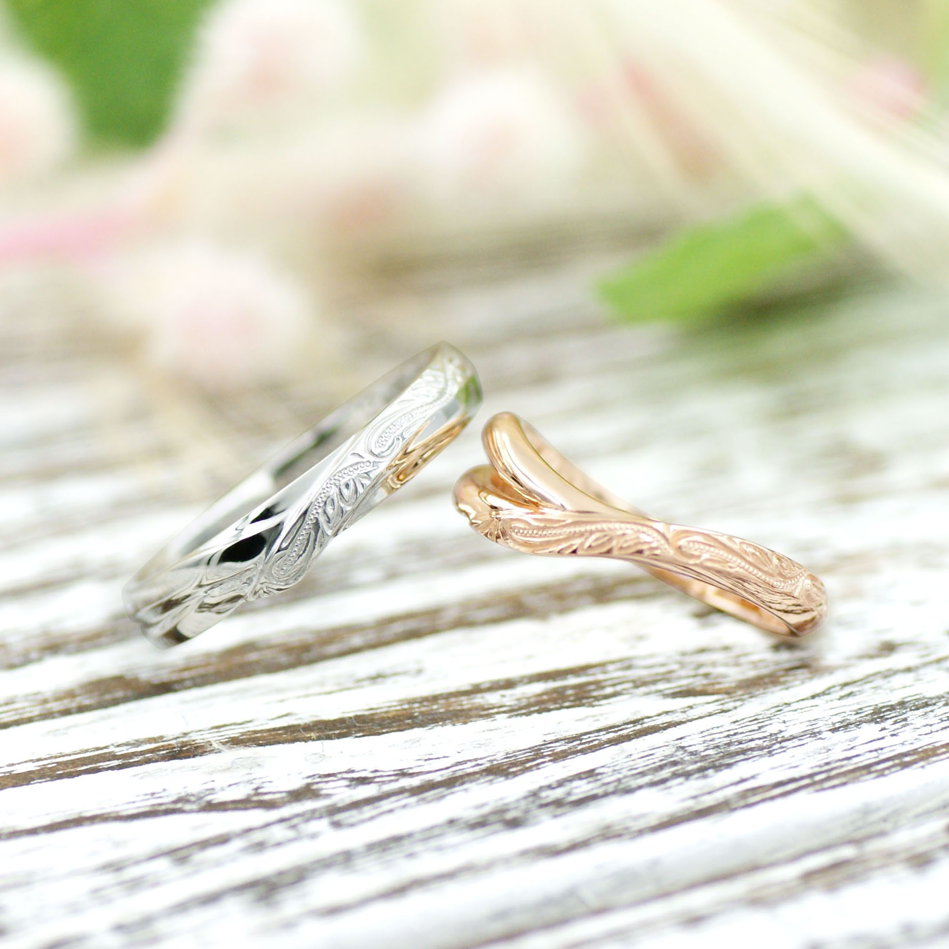 ハワイアンジュエリー模様の結婚指輪/kazariyaYui福島県郡山市