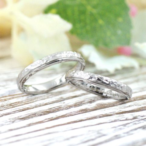 ふたりで手作りした槌目模様の結婚指輪/kazariyaYui福島県郡山市