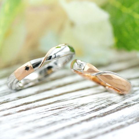 ふたりの指輪の一部を取り換えっこした結婚指輪/kazariyaYui福島県郡山市