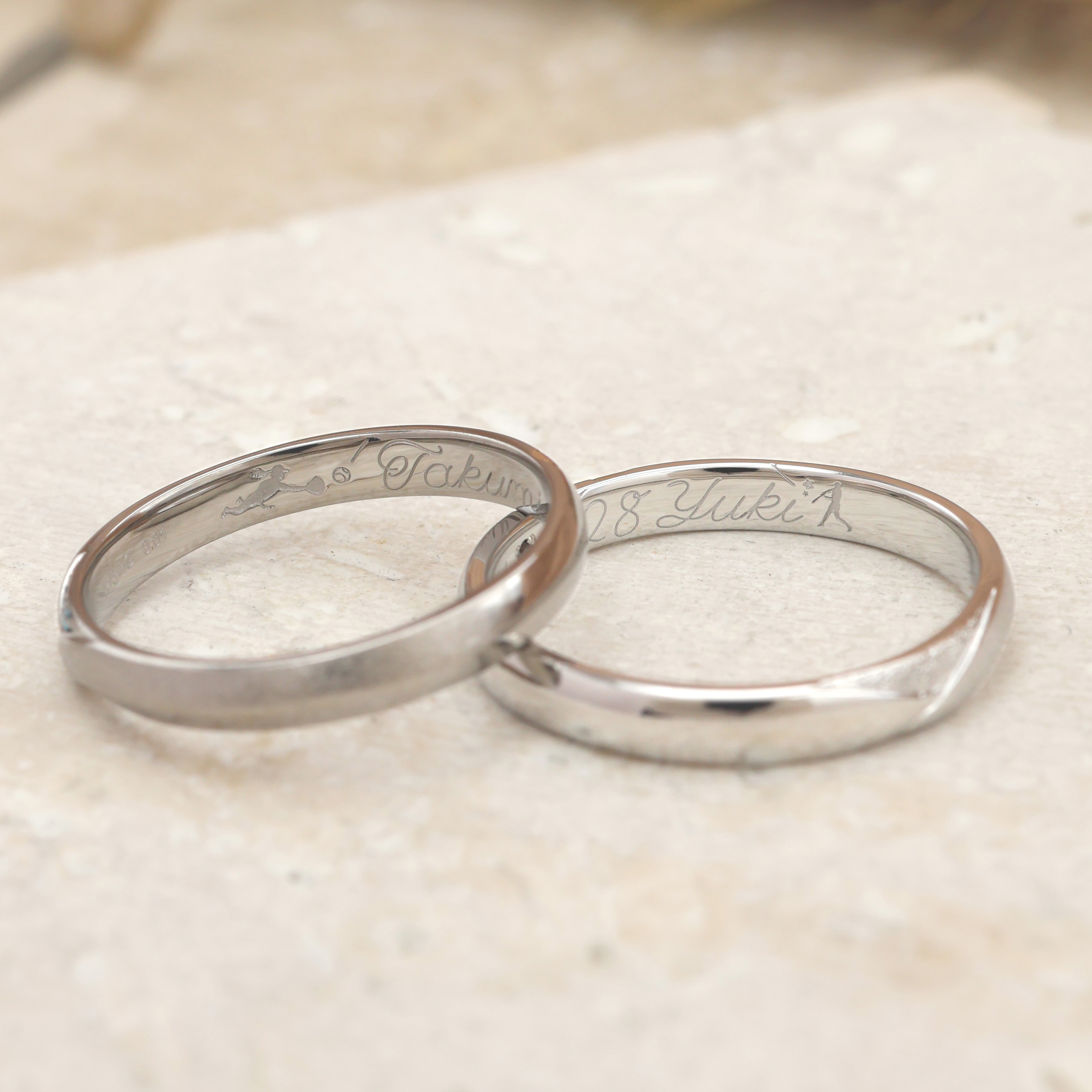 結婚指輪,内側,野球,イラスト,郡山